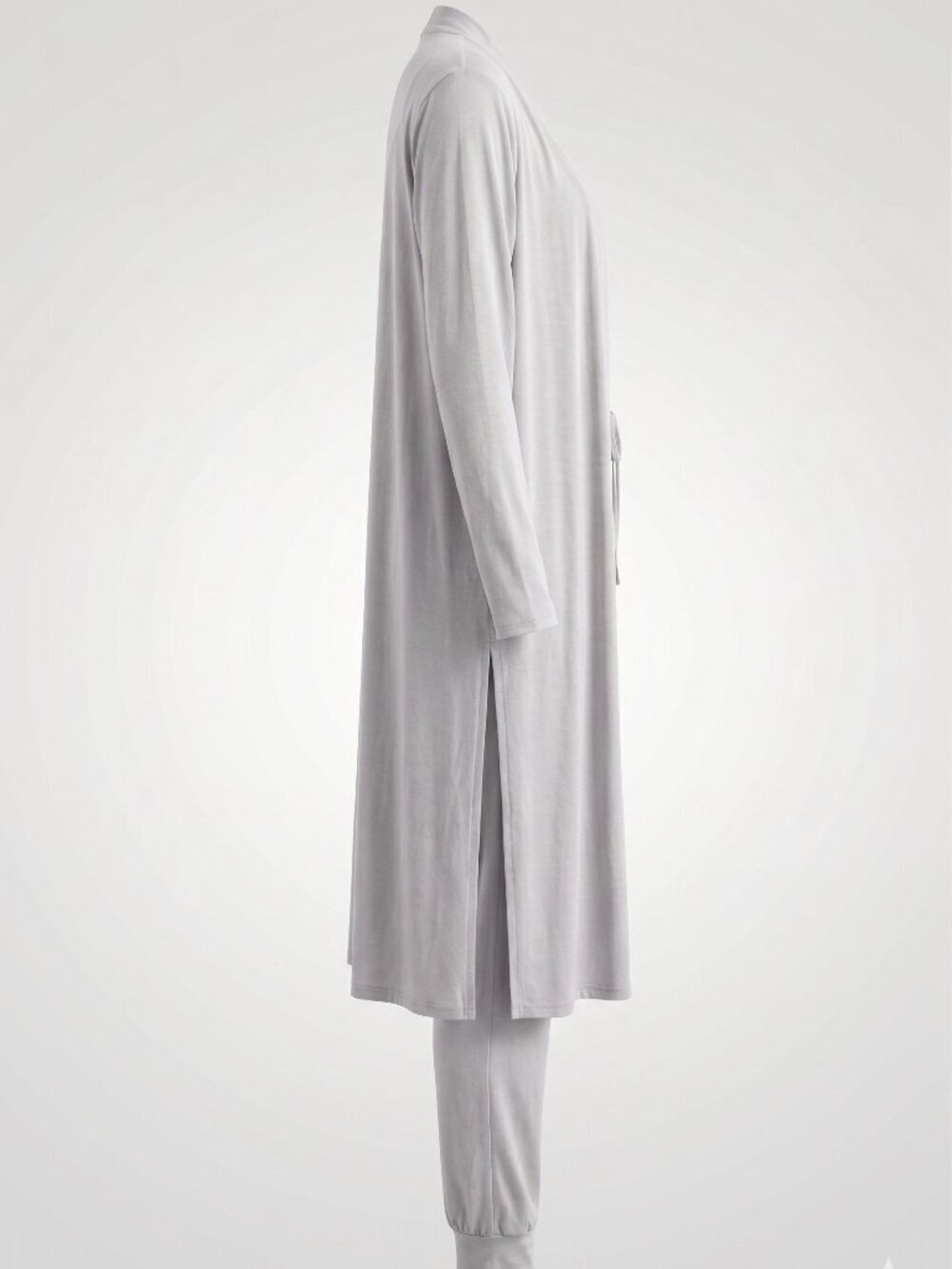 Light Grey Long Duster Cardigan & Jogger Lounge Set – 2-Piece Women - Picture 2 of 3